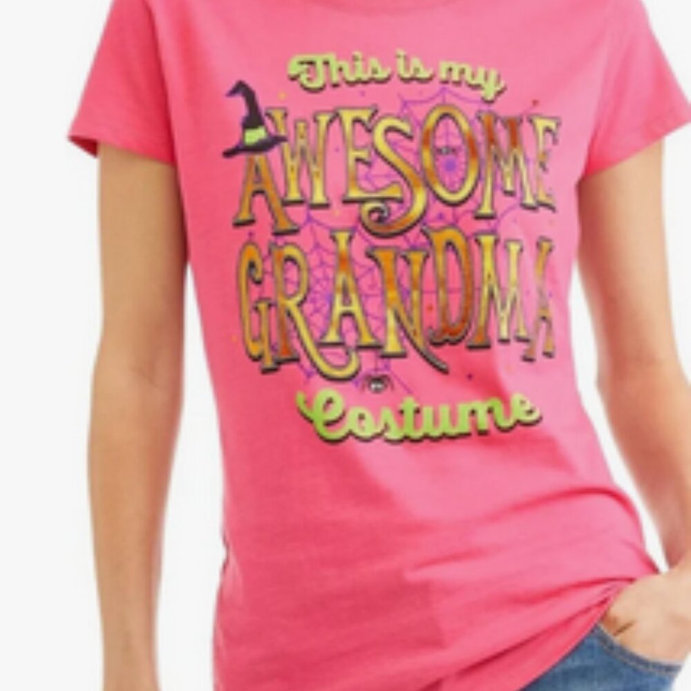Women’s This Is My Awesome Grandma Costume Top T-shirt Pink Sz L 12-14